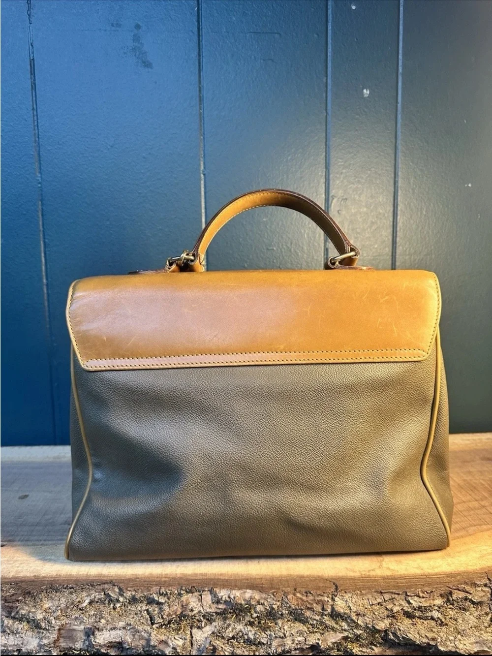 Vintage Trussardi Italy Leather Doctor Satchel Shoulder Bag Two Tone